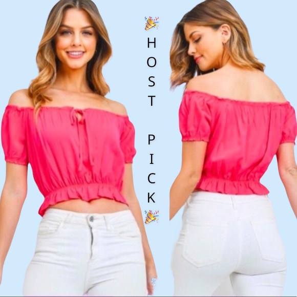 Tops - ❌DONATED❌Dark Fuchsia Pink Off The Shoulders Ruffle Hem Top